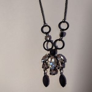 Black fashion necklace with faux diamonds in black and white. Very pretty ..new